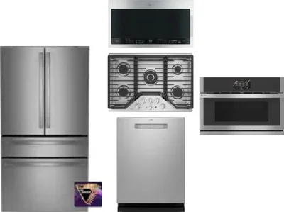 5 Piece Package Includes Refrigerator, Cooktop, Wall Oven, Microwave And Dishwasher